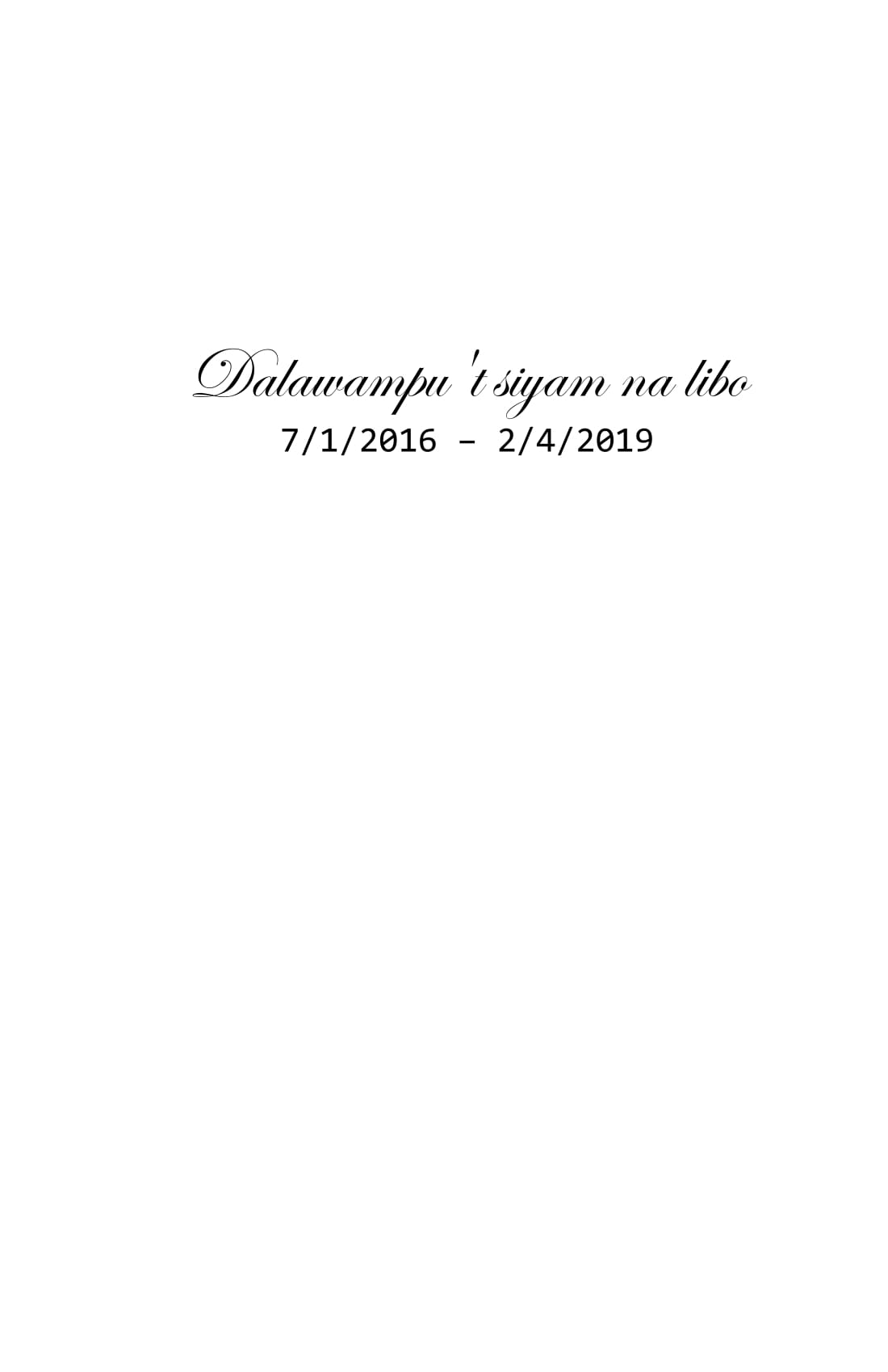 DALAWAMPU’T SIYAM NA LIBO